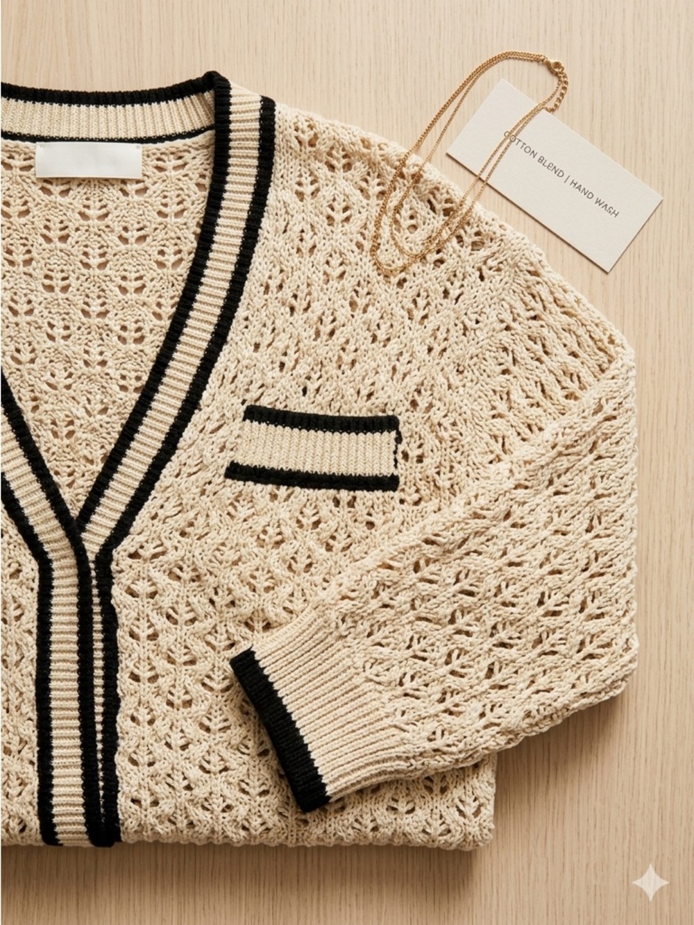 Heartloom Sybil Sweater Crochet Knit V Neck Ivory Size Small Preppy Cottagecore - Picture 16 of 16